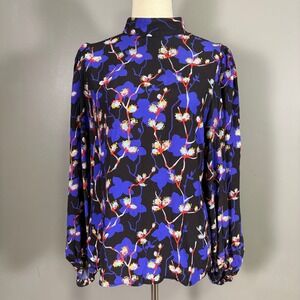 Ted Baker Ooma Floral Top US 10 Open Back Tie Neck Going Out Preppy Contemporary